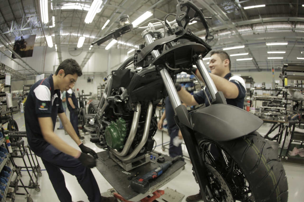 Motorcycle production at the plant in Manaus, Brazil