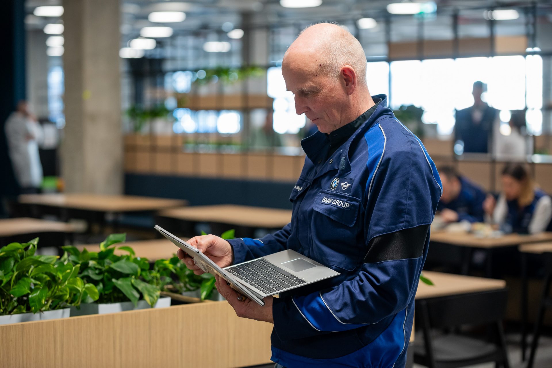 Man is working on his computer