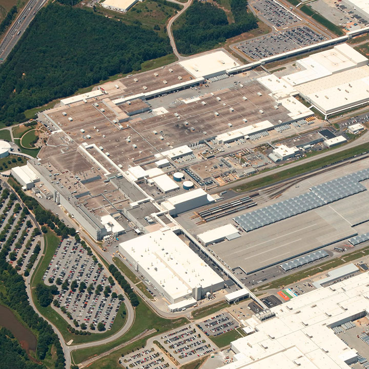 BMW Plant Spartanburg's 7-million-square-foot campus is located right off Highway 85. 