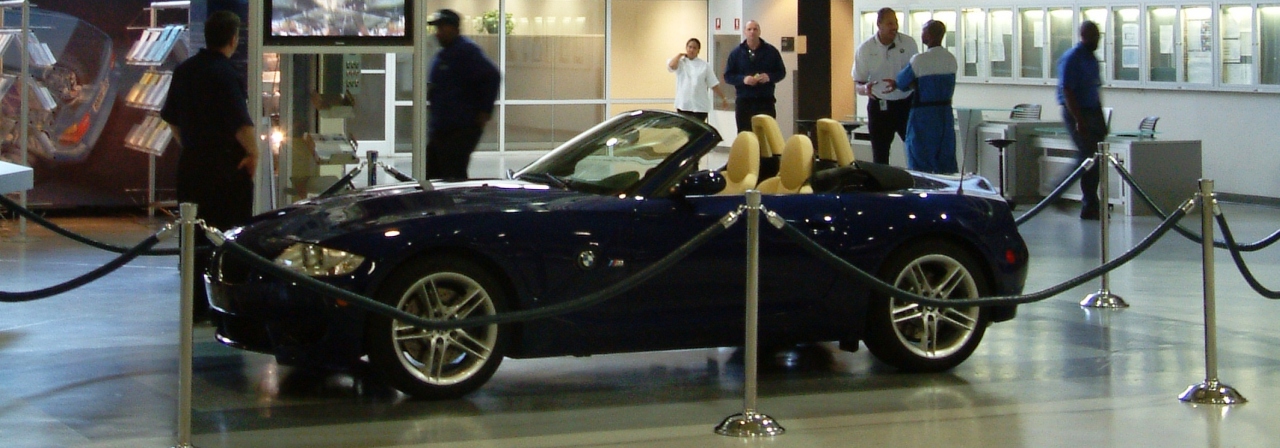 One millionth BMW assembled at Plant Spartanburg. Vehicle staged outside office in K-Platz for associates to see. 