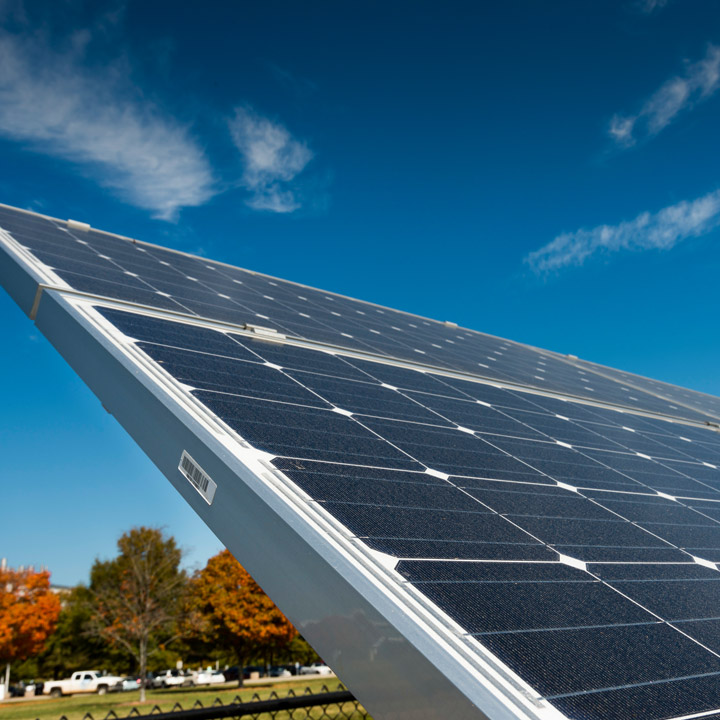 Solar panels that provide solar energy to fully power the Zentrum Museum. face the interstate. 