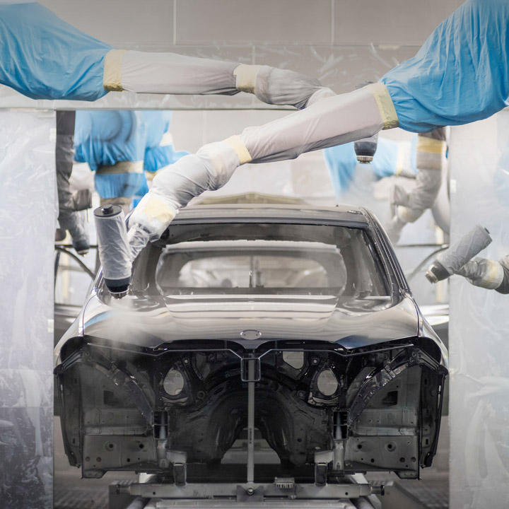 Vehicle going through Integrated Paint Process (IPP) in the paint shop at Plant Spartanburg. 