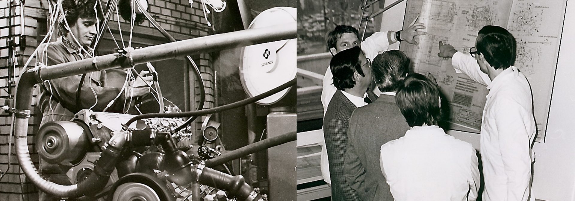 Black and white recording of the laying of the foundation stone