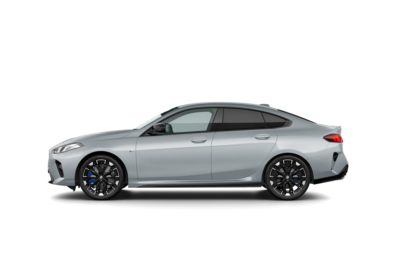 Silver BMW 2 Series Gran Coupé against a white background.