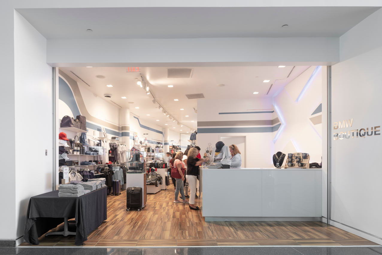 Guests shopping at the BMW Boutique.