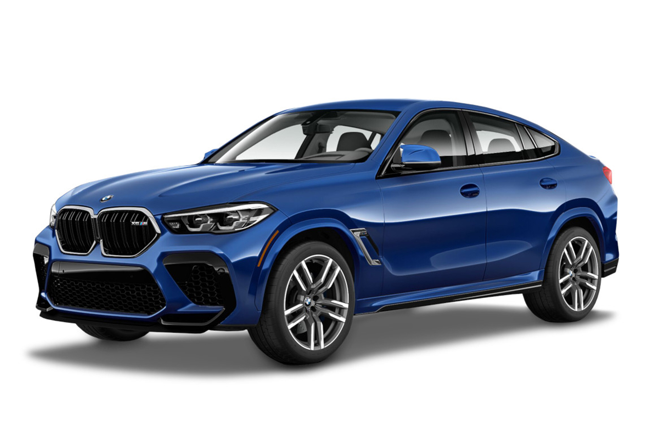 BMW X6 M Marina Bay Blue Metallic on white background.